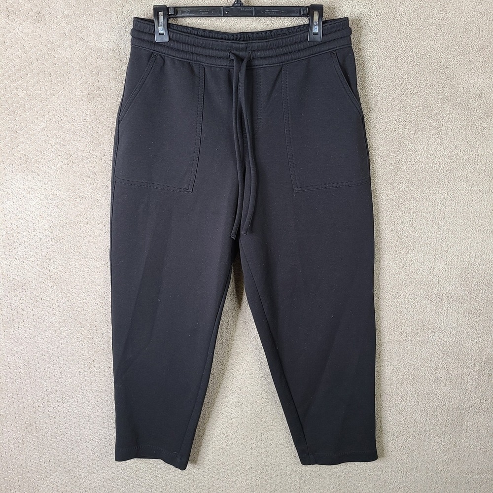 Lee Pants Heritage Womens 10 Black Sweatpants Tapered Drawstring Pockets Stretch